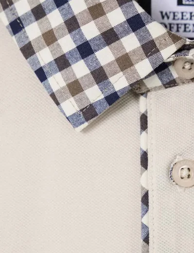 Weekend Offender Costa Check Collar Polo | Cement