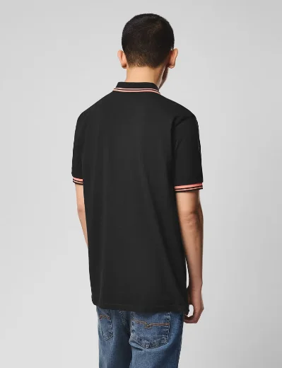 Picture of Weekend Offender Levanto Tipped Polo | Black/Coral