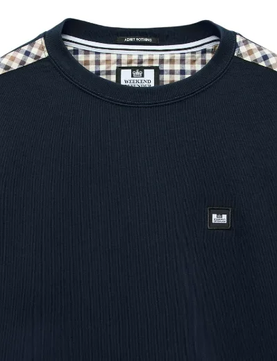 Weekend Offender Beida Check Panel Sweat | Navy