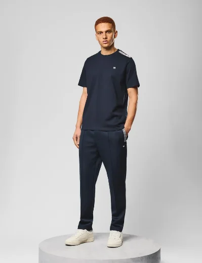Weekend Offender Medea Check Shoulder T-shirt | Navy