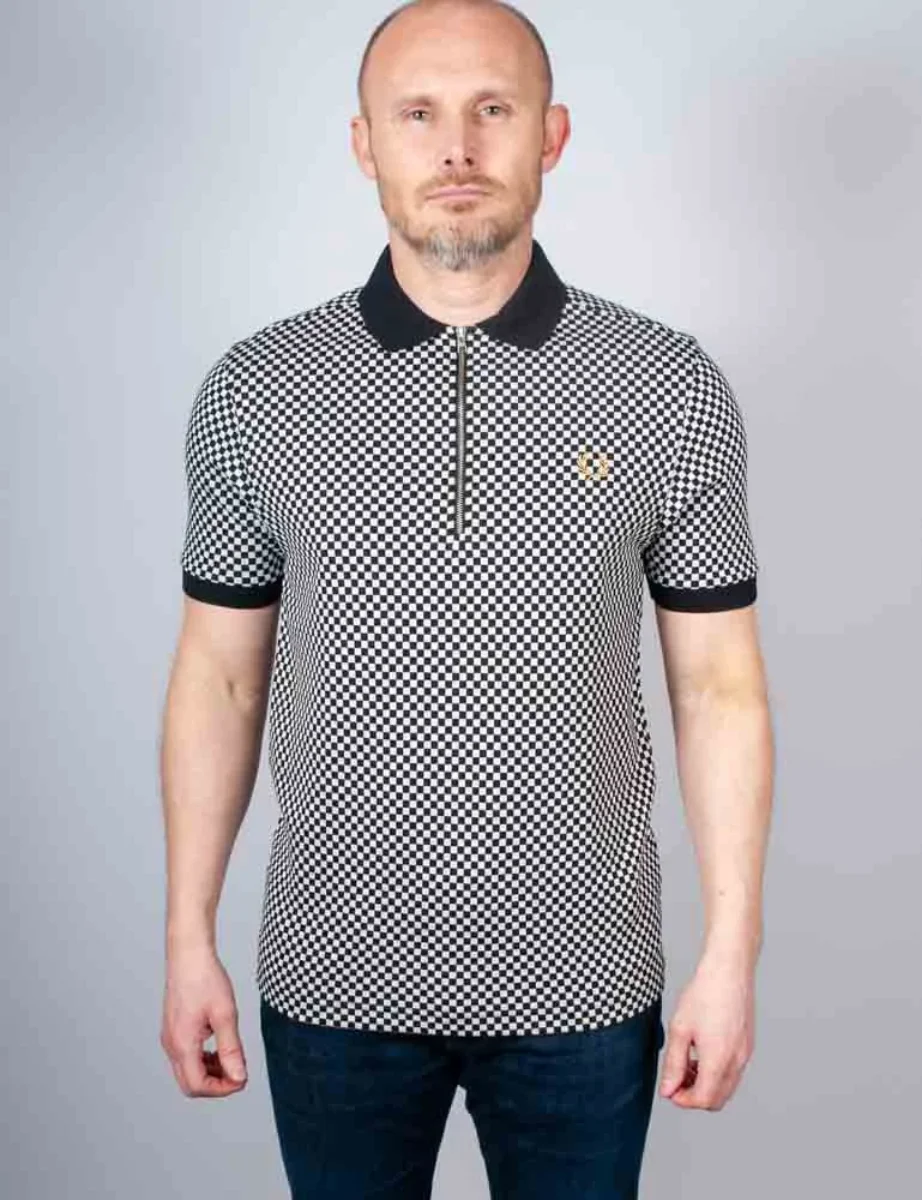 Fred Perry Chequerboard Polo Shirt | Black