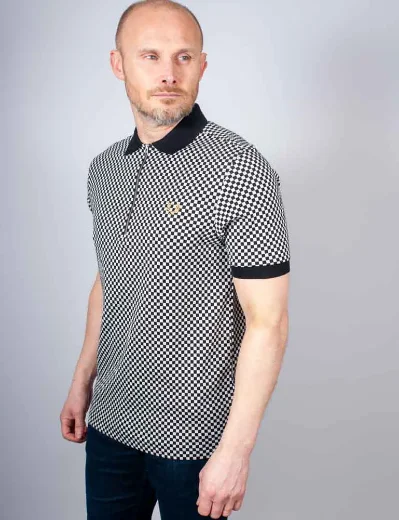 Fred Perry Chequerboard Polo Shirt | Black