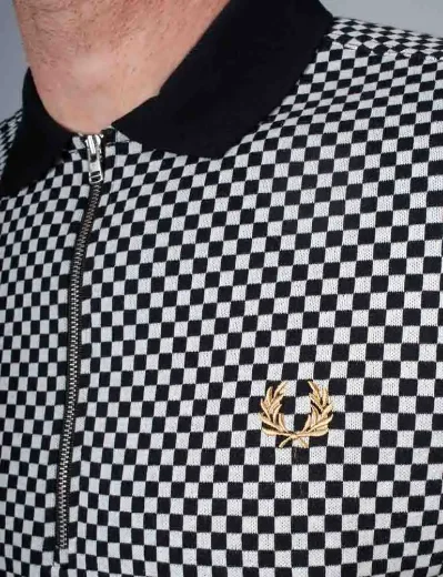 Fred Perry Chequerboard Polo Shirt | Black