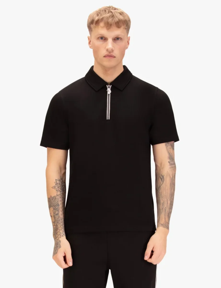 Picture of Luke 1977 Opal Zip Neck Polo | Black