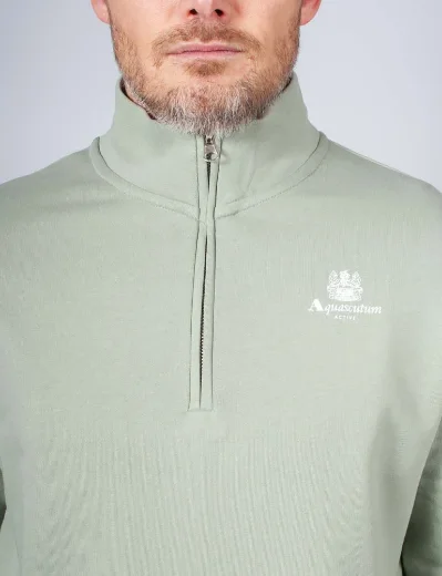 Aquascutum Half Zip Mock Neck Sweat | Sage Green