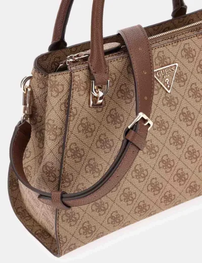 Guess Noelle Luxury 4G Logo Handbag / Brown