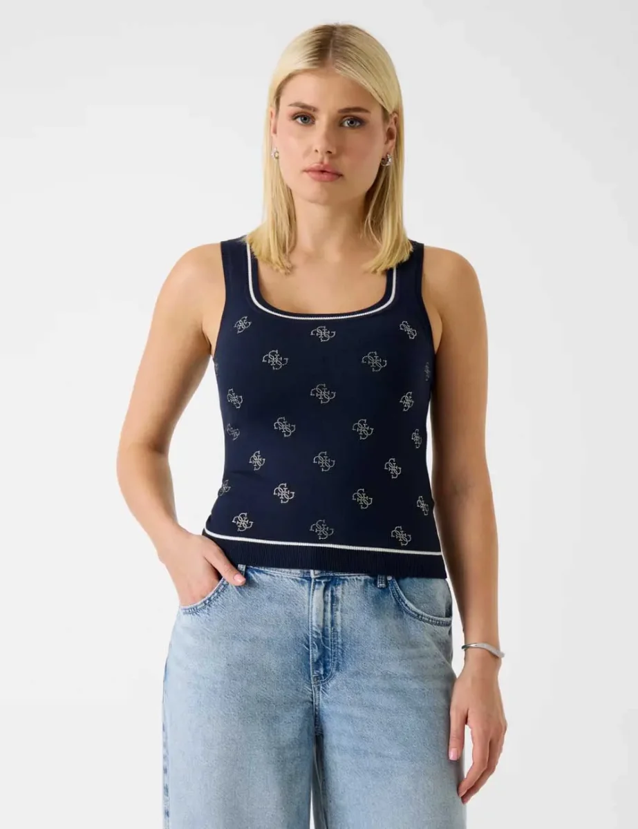 Guess 4G Rhinestones Tank Top / Dark Blue