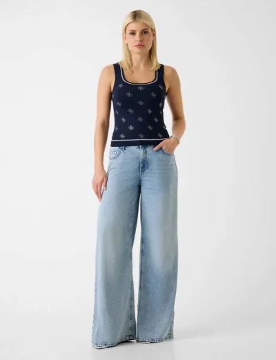 Guess 4G Rhinestones Tank Top / Dark Blue