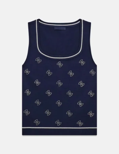 Guess 4G Rhinestones Tank Top / Dark Blue