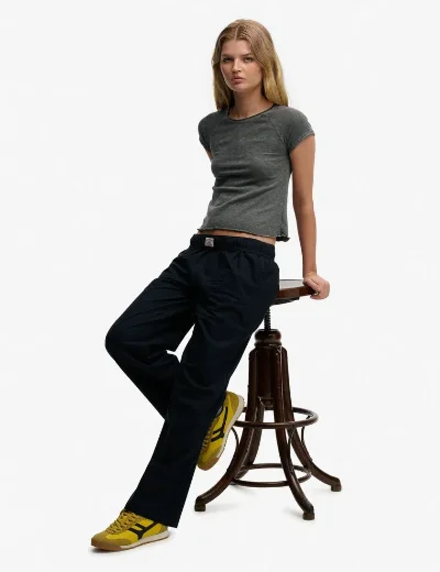 Superdry Cotton Linen Elastic Trouser / Navy