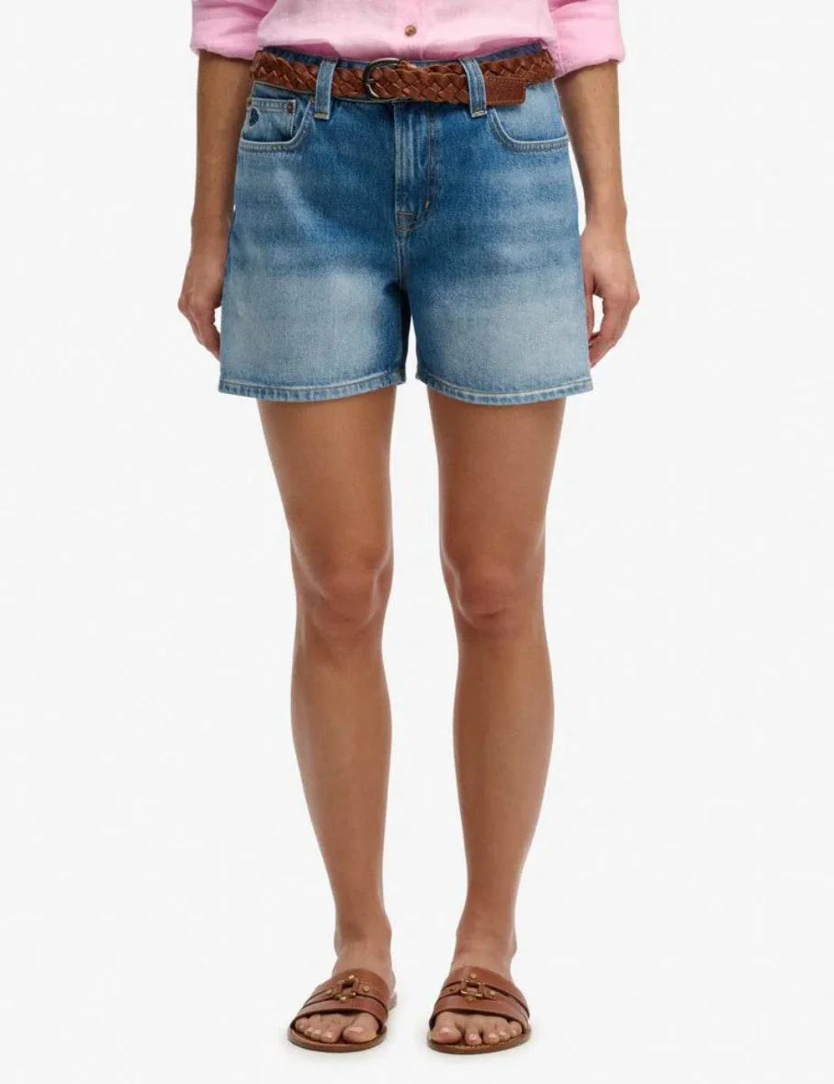 Superdry Mid Rise Denim Short | Mid Blue