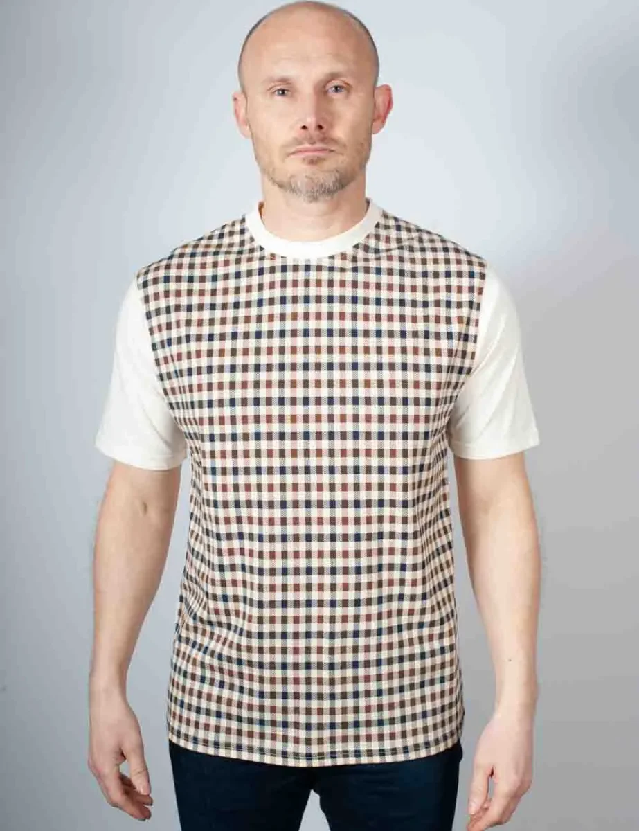 Aquascutum Body Club Check T-shirt | Cream