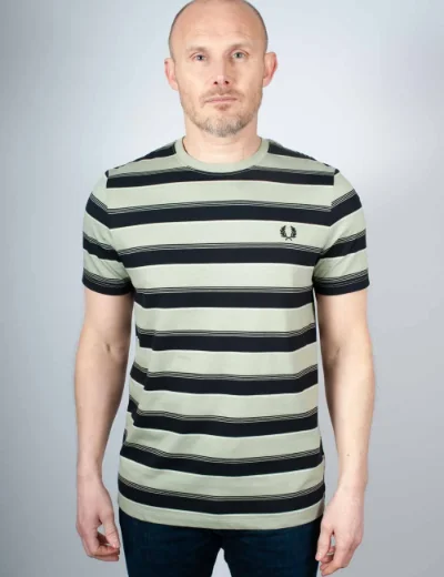 Fred Perry Fine Stripe T-Shirt | Seagrass