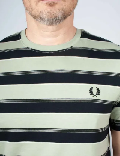 Fred Perry Fine Stripe T-Shirt | Seagrass