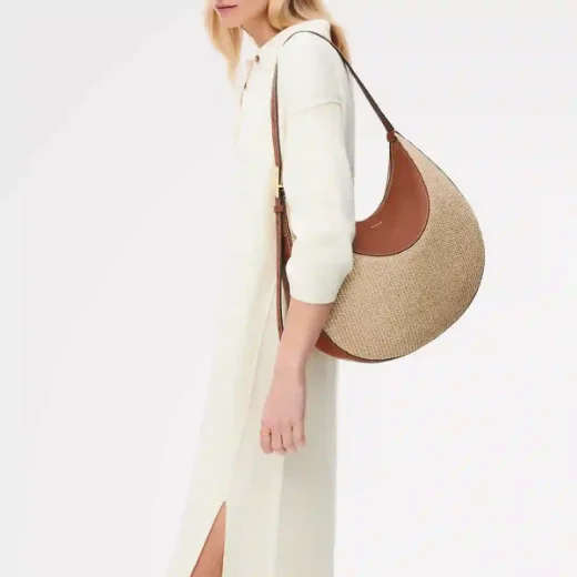 Radley Bliss Crescent Basket-Weave Shoulder Bag | Brown