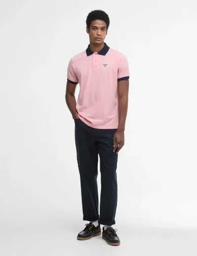 Barbour Lynmouth Tipped Polo Shirt / Mineral Pink