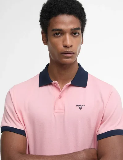 Barbour Lynmouth Tipped Polo Shirt / Mineral Pink