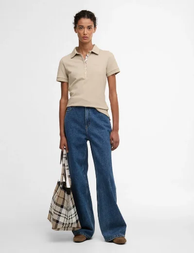 Barbour Women's Portsdown Polo Top | Light Sand / Hessian
