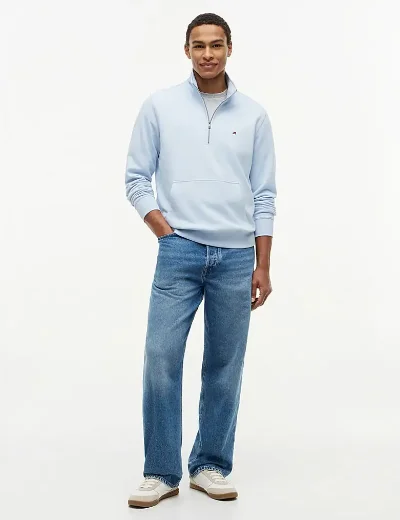 Tommy Hilfiger Terry Quarter Zip Jumper | Breezy Blue