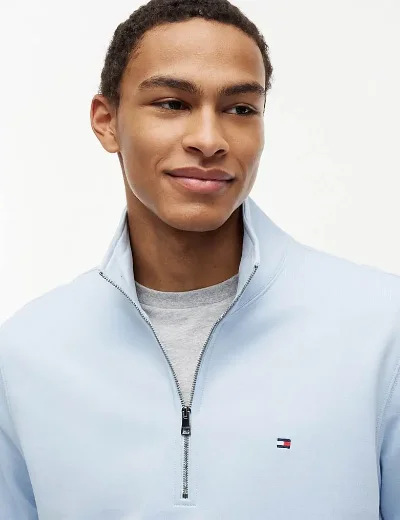 Tommy Hilfiger Terry Quarter Zip Jumper | Breezy Blue
