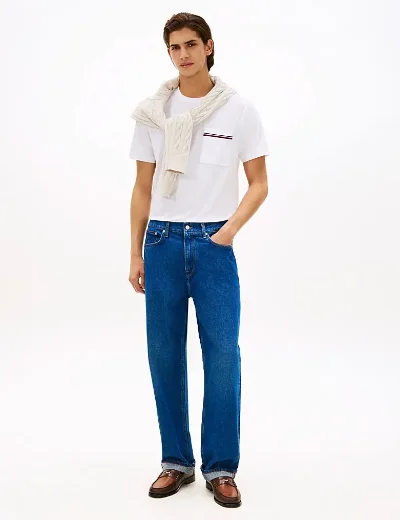 Tommy Hilfiger Global Stripe Pocket Pique Jersey T-Shirt | White