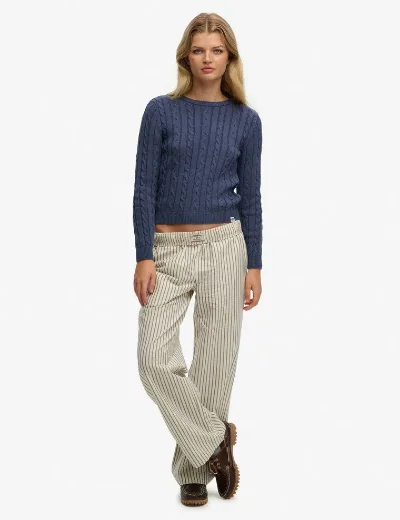 Superdry Cotton Stripe Elastic Trouser | Navy Stripe