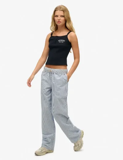 Superdry Cotton Stripe Elastic Trouser | Azure Blue Stripe