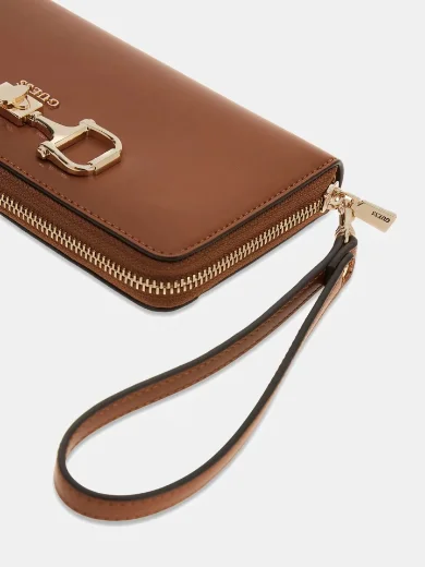 Guess Janie Large Zip Around Purse | Brown