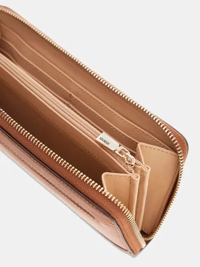 Guess Janie Large Zip Around Purse | Brown