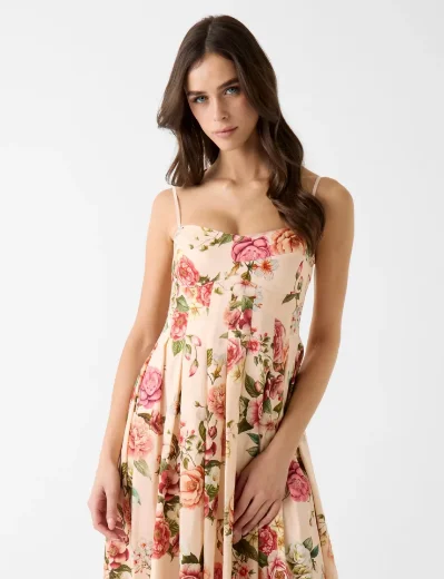 Guess Bria Linen Floral Printed Dress | Pink