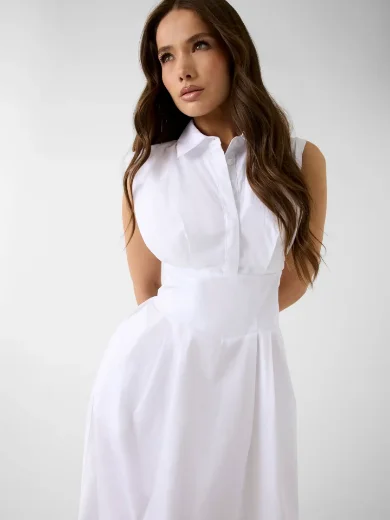 Guess Cherry Cotton Poplin Dress | White