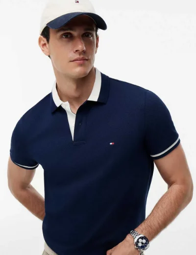 Tommy Hilfiger Contrast Collar Block Polo | Navy