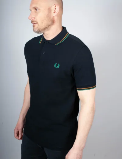 Picture of Fred Perry Twin Tipped Polo Shirt | Navy/Sport Green