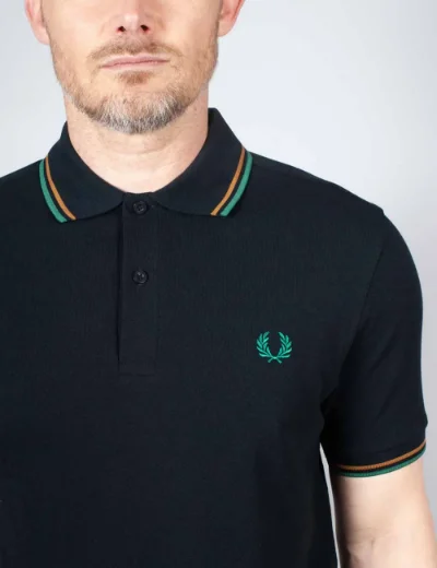 Picture of Fred Perry Twin Tipped Polo Shirt | Navy/Sport Green