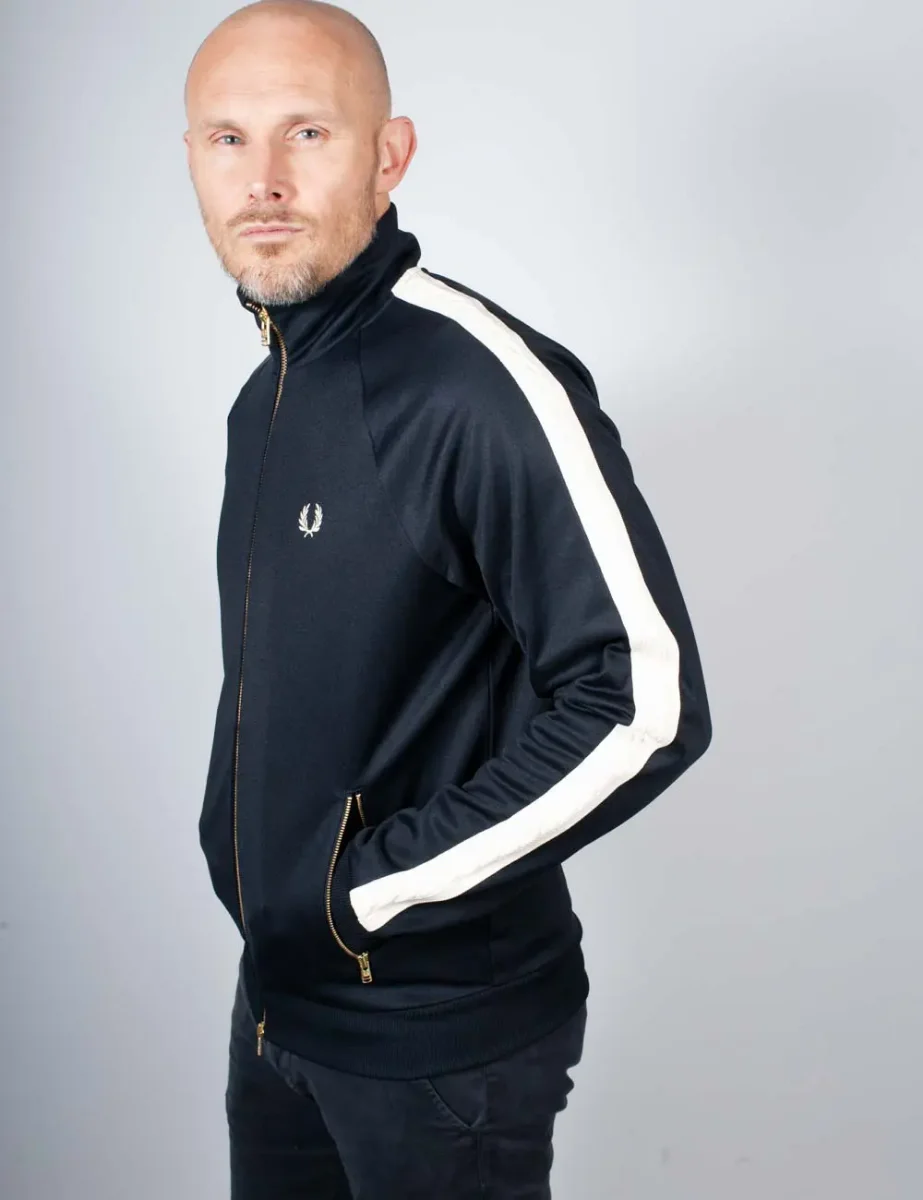 Picture of Fred Perry Cable Taped Track Jacket | Navy
