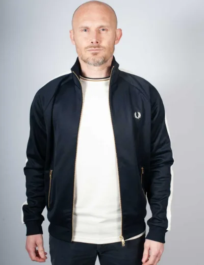Picture of Fred Perry Cable Taped Track Jacket | Navy