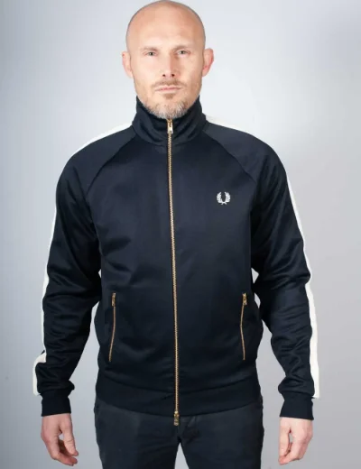 Picture of Fred Perry Cable Taped Track Jacket | Navy
