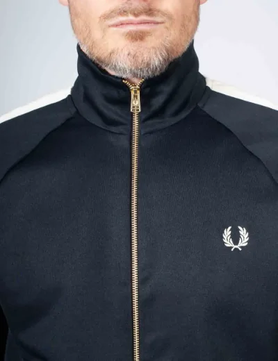 Picture of Fred Perry Cable Taped Track Jacket | Navy