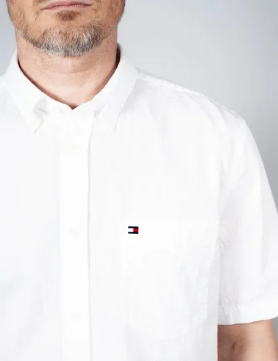 Tommy Hilfiger Seersucker Short Sleeve Shirt | White