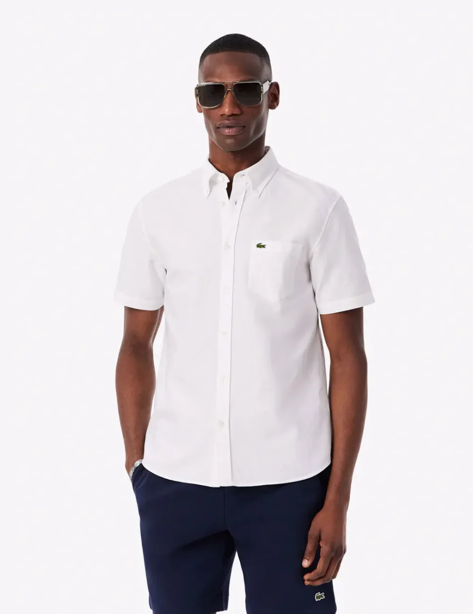 Picture of Lacoste Regular Fit Short Sleeved Oxford Shirt | White
