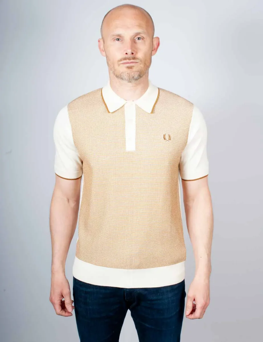 Fred Perry Tonic Waffle Knitted Polo | Ecru