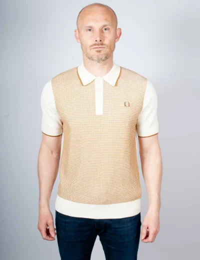 Fred Perry Tonic Waffle Knitted Polo | Ecru