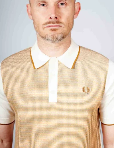 Fred Perry Tonic Waffle Knitted Polo | Ecru
