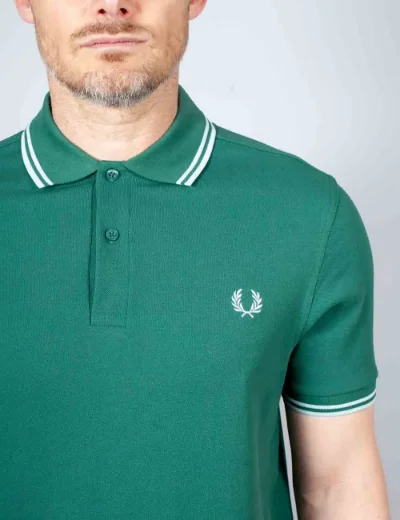 Fred Perry Twin Tipped Polo | Sports Green/Light Ice