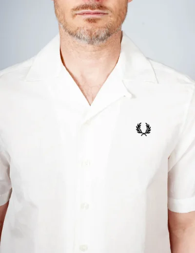Picture of Fred Perry Linen Revere Collar Shirt | Snow White