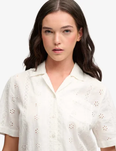 Superdry Womens Heritage Broderie Shirt | Off White