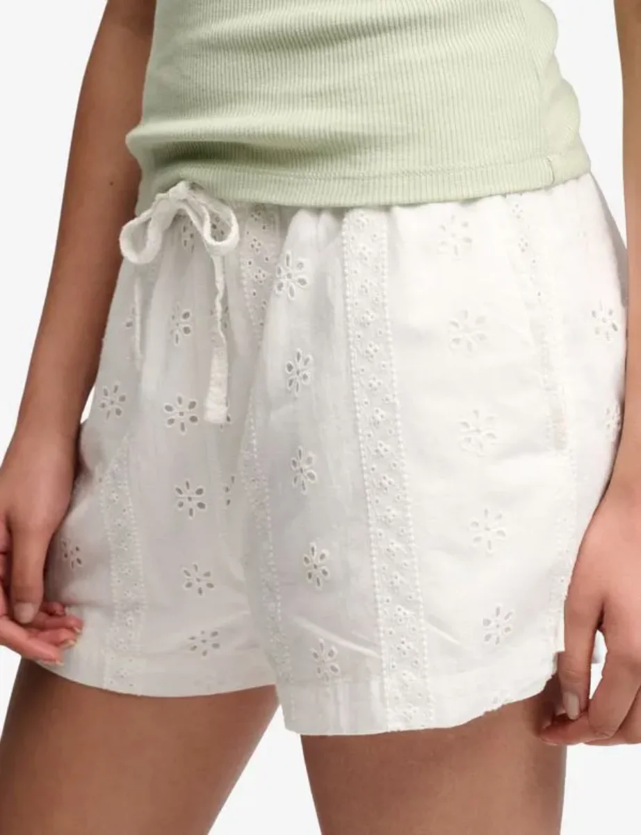 Superdry Womens Broderie Beach Short | Off White