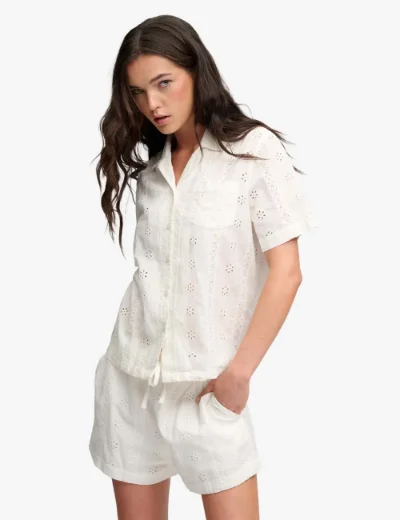 Superdry Womens Broderie Beach Short | Off White
