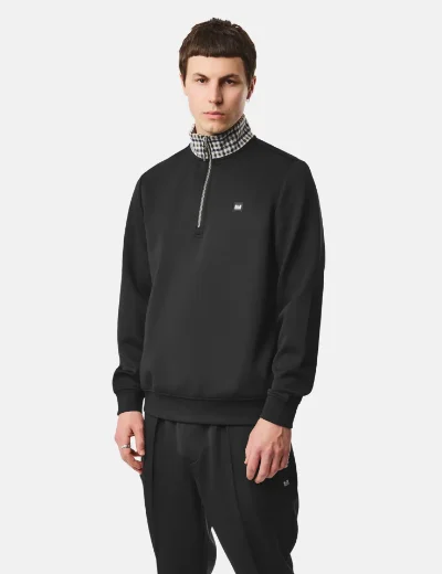 Weekend Offender Henson Jacquard Quarter Zip Sweat | Black