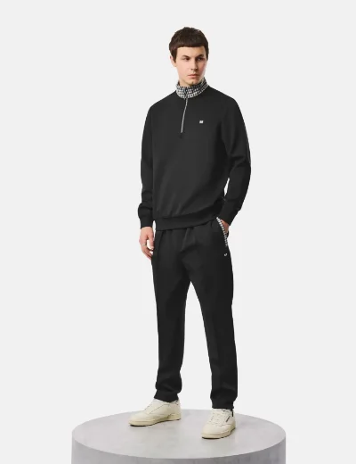 Weekend Offender Henson Jacquard Quarter Zip Sweat | Black